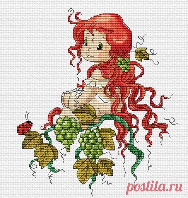 Вышивка Фея винограда .Схема для вышивки феи |