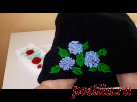 Осенние шапочки с ручной вышивкой .