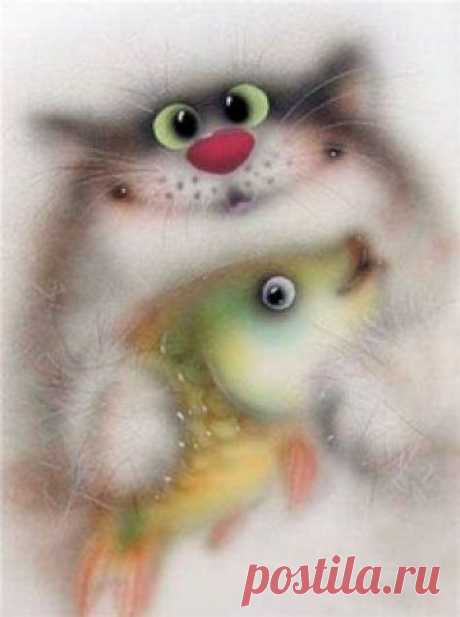 Лев Бартенев/ Don't know if I trust this fat cat, he looks like he had a tuna for lunch & wants this poor guy for dessert!!!!!