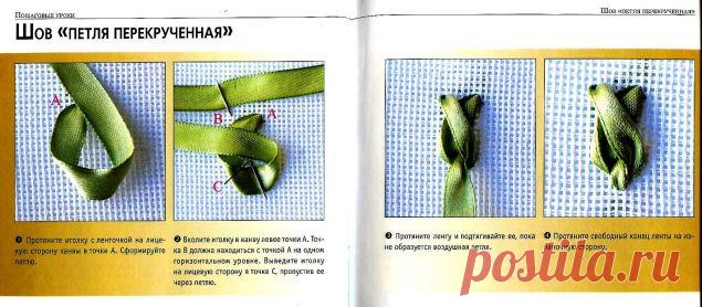 Техника исполнения швов в вышивке лентами / Вышивка / Вышивка лентами