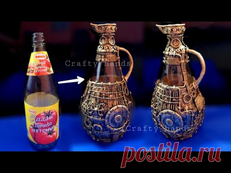 DIY steampunk bottle art | vintage bottle decoration idea | bottle art | crafty hands