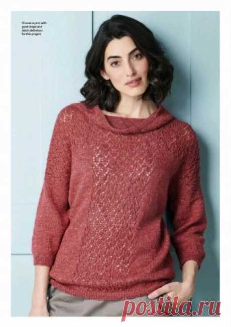 Джемпер с кружевной планкой. Спицами. Без перевода. / Обсуждение на LiveInternet - Российский Сервис Онлайн-Дневников