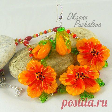 Украшения, выплавленные из стекла. Мастер Оксана Пужалова
