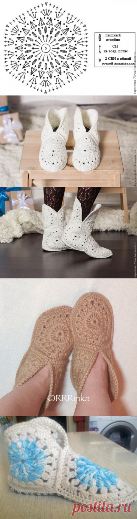 Милые домашние тапочки крючком - Ярмарка Мастеров - ручная работа, handmade