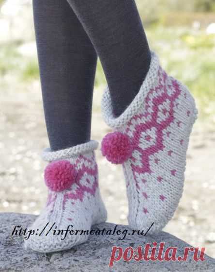 ВЯЗАНЫЕ БОТИНОЧКИ WINTER POPPIES SLIPPERS | Ниточка