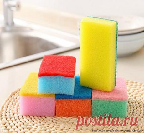 Почему разные цвета у абразивной части губки для мытья посуды? А вы это знали?