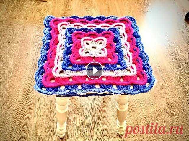 Красивая сидушка для табурета крючком/Beautiful crochet stool seat В этом видео вяжем яркую красивую сидушку на табуретку крючком, вязание не самое простое, но интересное. вяжется быстро за счётажурных дырочек. на моё...