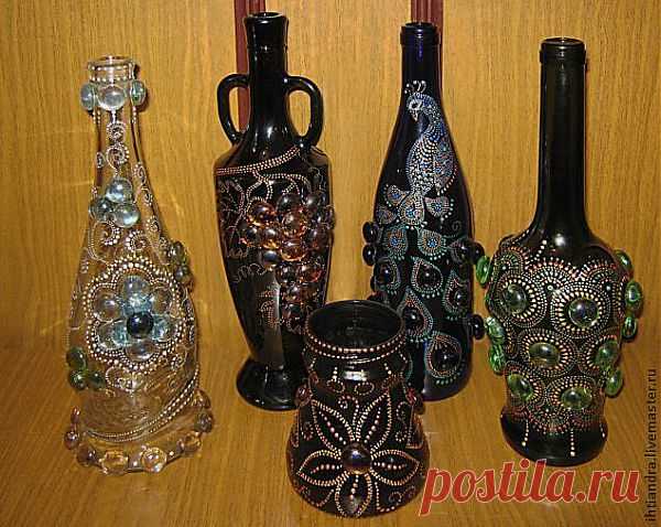 Создание хрустальной сказки (роспись стеклянной бутыли)
