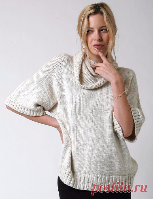 Джемпер Cowl Collar Top с высоким воротником и цельновязанными прямыми рукавами. Спицами. Размеры на ОГ: 91 (102, 112) см. / Обсуждение на LiveInternet - Российский Сервис Онлайн-Дневников