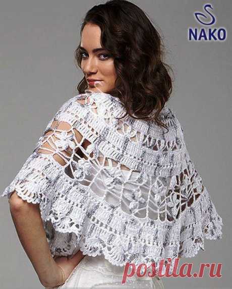 БЕЛАЯ АЖУРНАЯ НАКИДКА КРЮЧКОМ