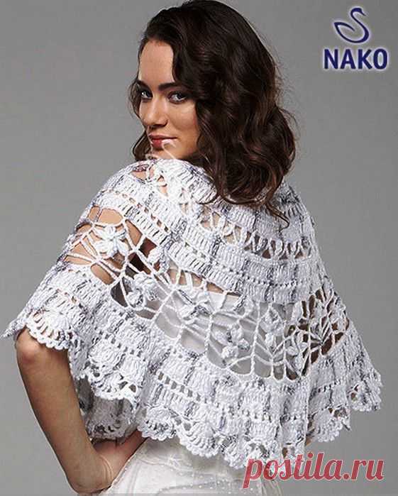 БЕЛАЯ АЖУРНАЯ НАКИДКА КРЮЧКОМ