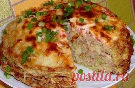 Самый дачный тортик - кабачково-сырный с мясом