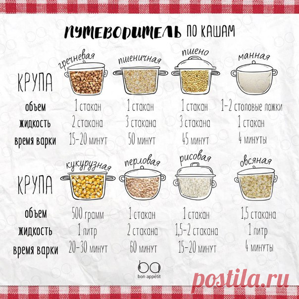 Все, что нужно знать о кашах, в одной картинке!

Сохрани, чтобы не потерять!

#инфографика@bon