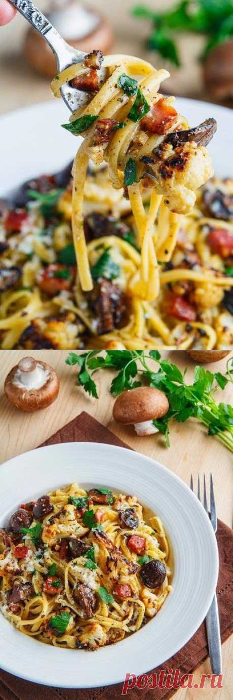 Паста с жаренной цветной капустой и грибами