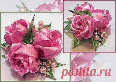 Роза из лент