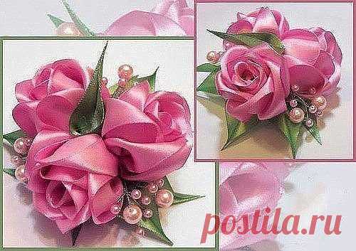 Роза из лент