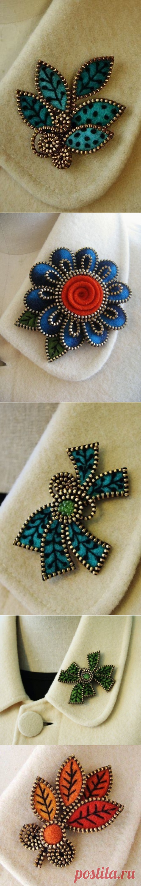 Идеи брошек из застежек-молний