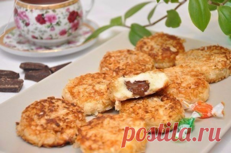 Сырники с шоколадной начинкой в панировке из овсяных хлопьев