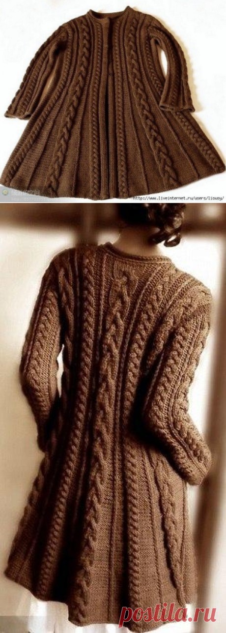 Пальто с узором из кос схема и описание. Вязаное пальто спицами с описанием |