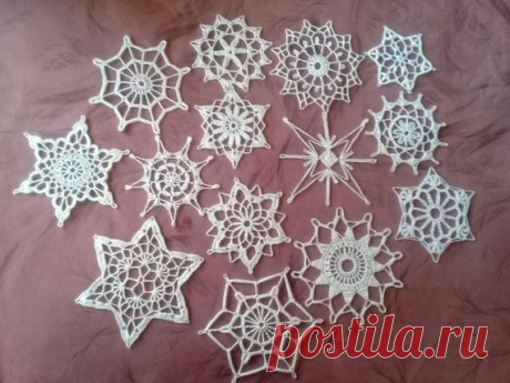 Crochet snowflakes set of 14 snowflakes handmade snowflakes