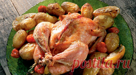 Курица, запеченная с лимоном и помидорами черри, второе блюдо. Пошаговый рецепт с фото на Gastronom.ru