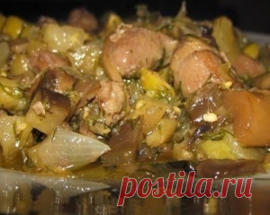 КУРИНЫЕ СЕРДЕЧКИ С БАКЛАЖАНАМИ