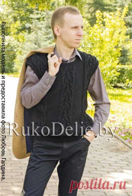Мужской жилет, вязаный спицами. :: Жилеты и безрукавки :: Мужская одежда :: Вязание спицами/Knitted waistcoats and sleeveless jacket for men :: RukoDelie.by