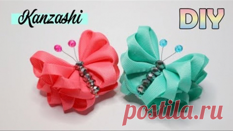 NEW KANZASH ! DIY | Kanzashi Butterfly Tutorial | Kanzashi Flower | Bros Kupu Cantik | Ribbon flower