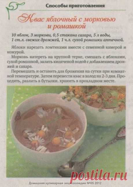 Квас яблочный с морковью и ромашкой