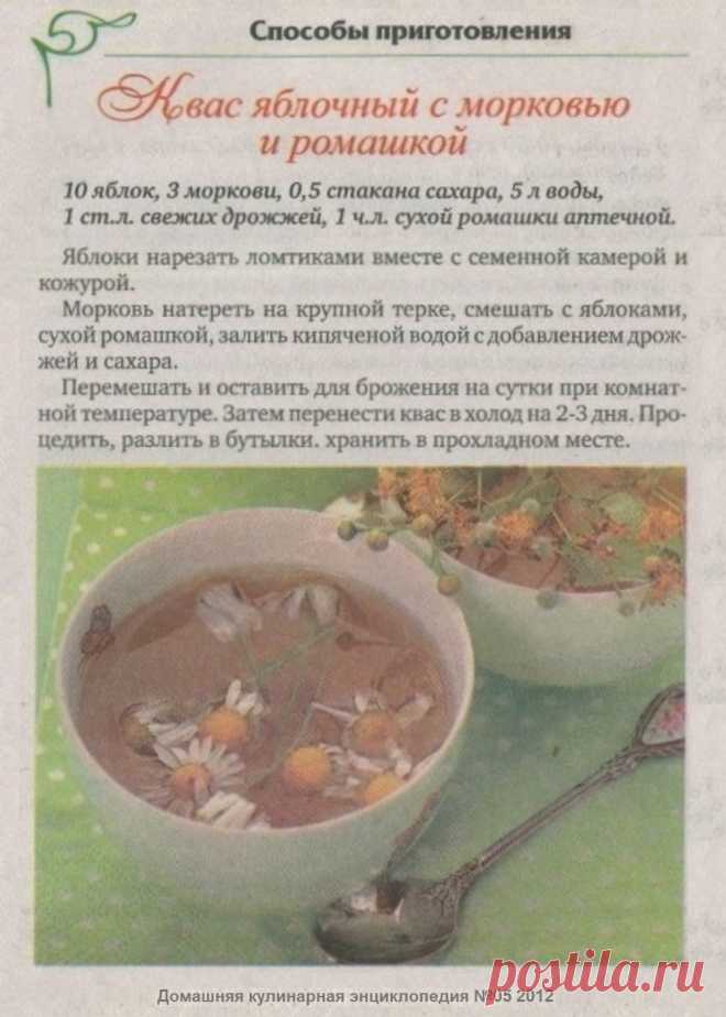 Квас яблочный с морковью и ромашкой