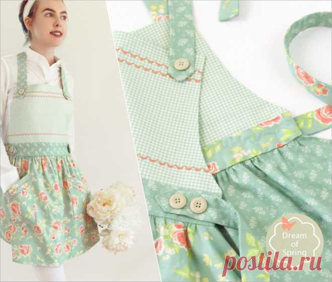 Soft Floral Apron with Curved Skirt and Button Accents | Sew4Home