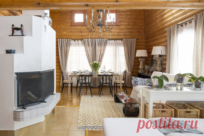 Недорого и стильно: как дизайнер оформила дом из сруба | Свежие идеи дизайна интерьеров, декора, архитектуры на INMYROOM