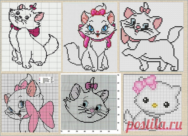 100 схем с котиками и кошечками