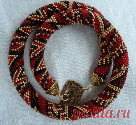 Чёрно-красный-золотой | biser.info - всё о бисере и бисерном творчестве