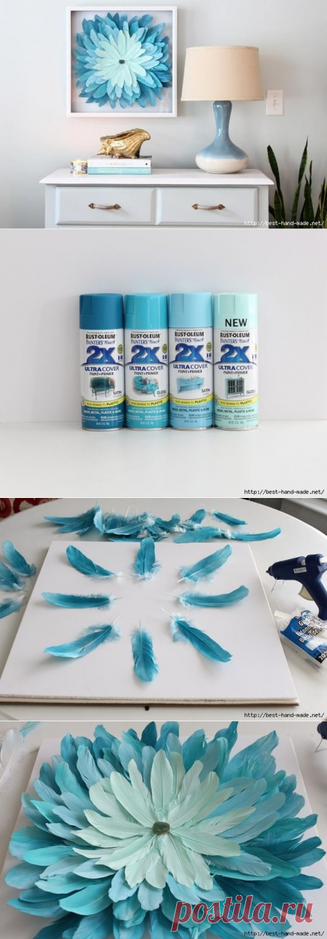 Панно. Цветок из перьев. 