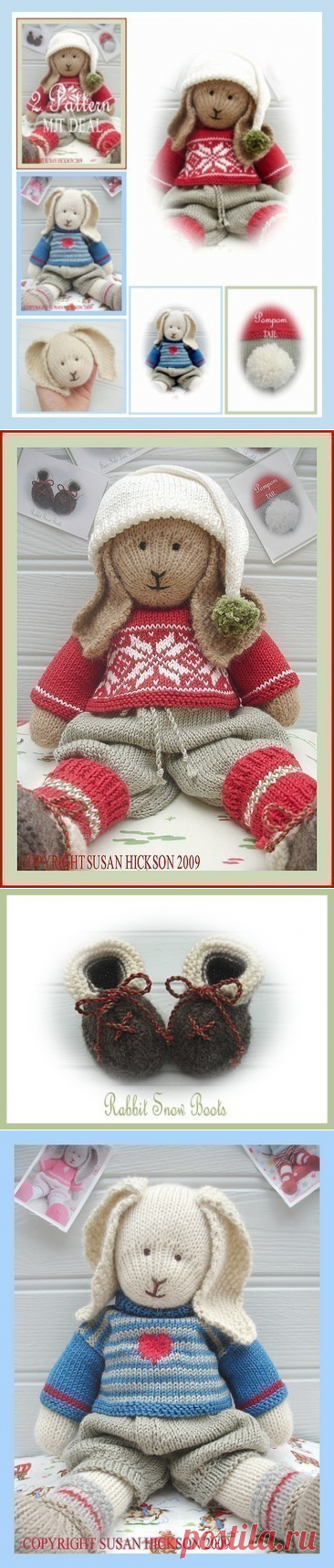 2 Bunny Knitting Patterns Deal/ Boy Bunnies / от maryjanestearoom