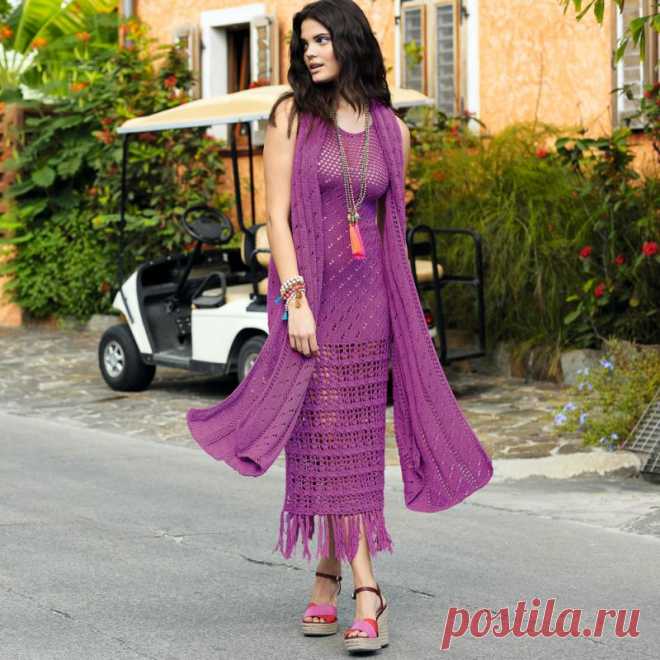 Вязаный комплект: платье+шарф