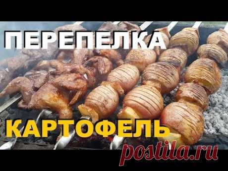 ШАШЛЫК ПЕРЕПЕЛКА И КАРТОФЕЛЬ С САЛОМ НА МАНГАЛЕ ТЕСТ КИЗЛЯРСКОГО ШАШЛЫЧНОГО НАБОРА РЕЦЕПТЫ СЮФ