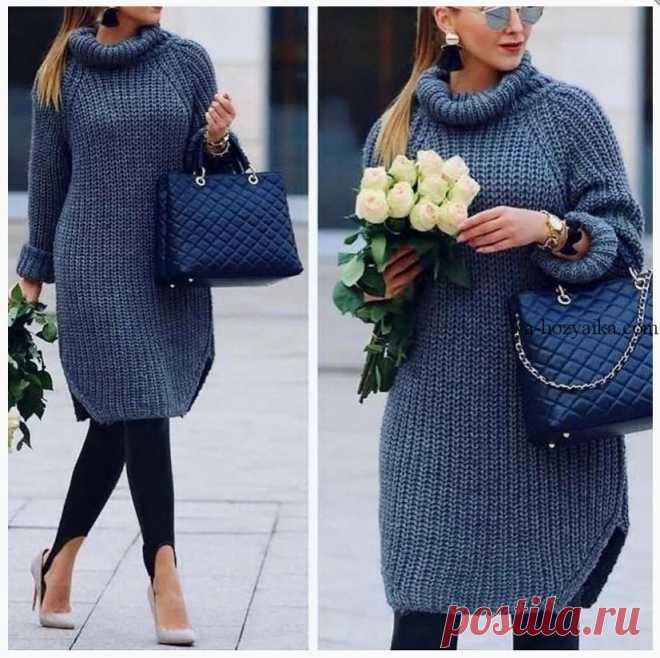 Платье в спортивном стиле спицами. Связать стильное платье спицами семы 2020