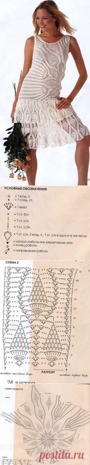 Оригинальное летнее платье крючком