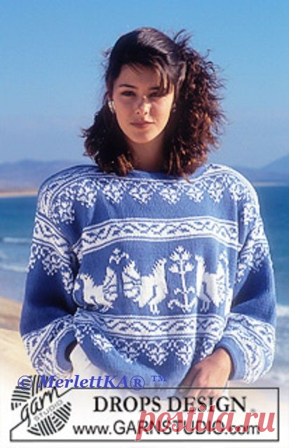 Пуловер спицами с жаккардом ... от DROPS
