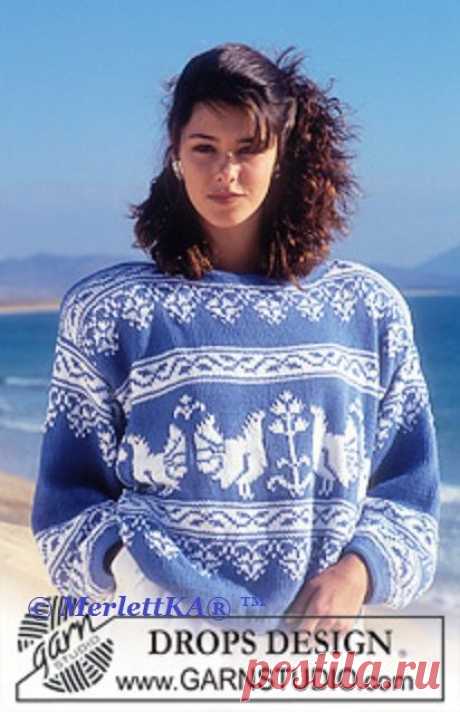 Пуловер спицами с жаккардом ... от DROPS