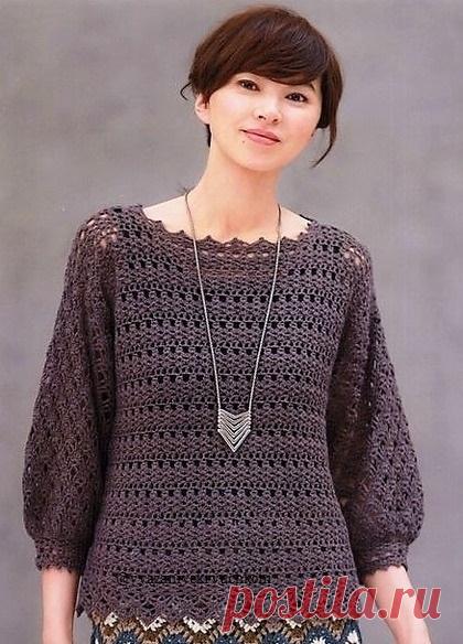 Кофта крючком (схема+описание) - Вязание крючком для начинающих | Вязание крючком | Дзен