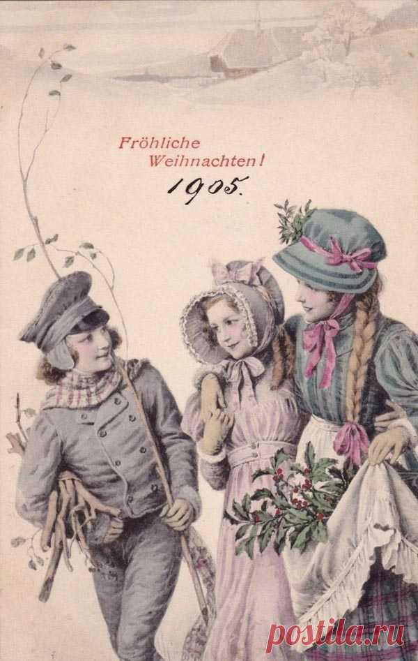 Новогодние и рождественские открытки прошлого века. | Русский след