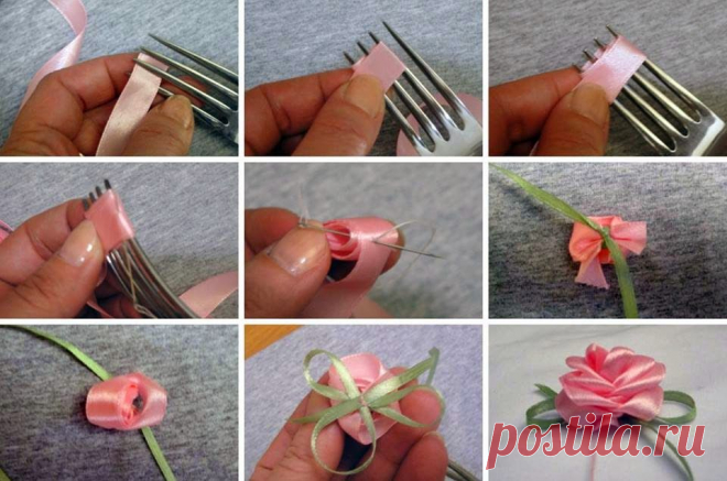 Простой и красивый способ сделать цветы из лент — DIYIdeas