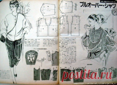 8114. ДВЕ БЛУЗКИ. ВЫКРОЙКИ.
Dress making 5, 1983. 
Японский журнал.