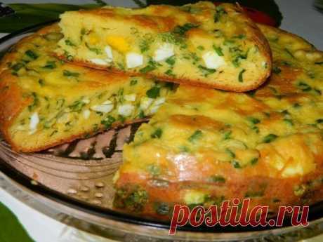 Пирог с яйцами и зеленым луком
