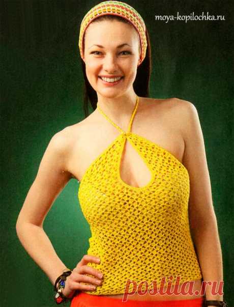 Желтый топ с открытыми плечами - Вязание - Моя копилочка