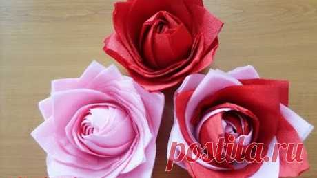 РОЗА ИЗ БУМАЖНЫХ САЛФЕТОК