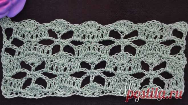 Ажурный узор крючком с цветами 009 | Вязание крючком от Елены Кожухарь